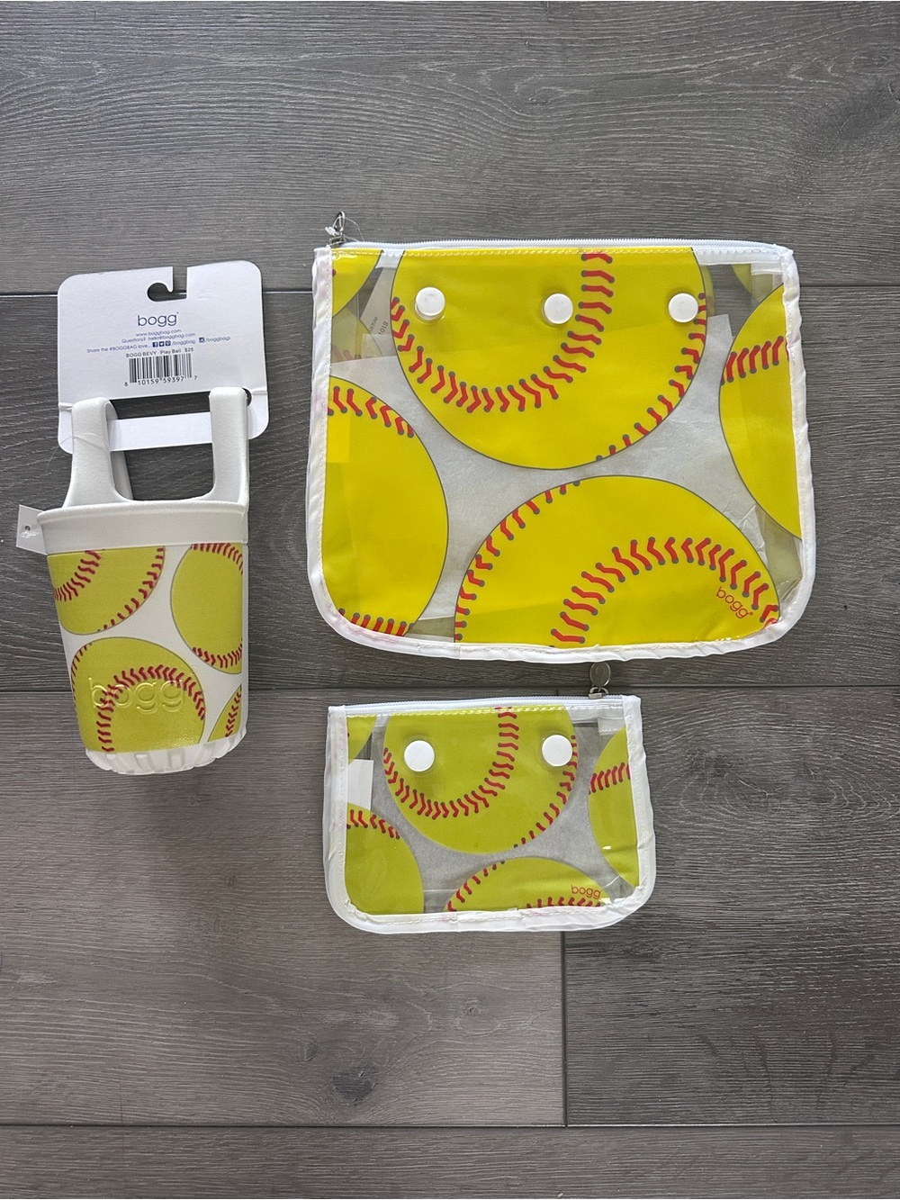 Bogg Bags Softball Print 3 Piece Accessory Set - Yellow